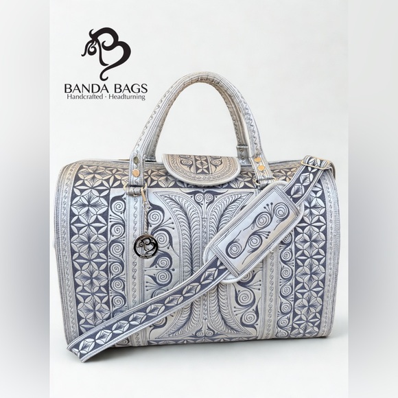 Banda Bags Handbags - Authentic BANDA BAGS Weekender Travel Bag - Platinum Silver/Grey